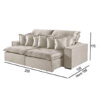 Sofá 4 Lugares Retrátil E Reclinável M-144 Veludo Martins Creme - 3