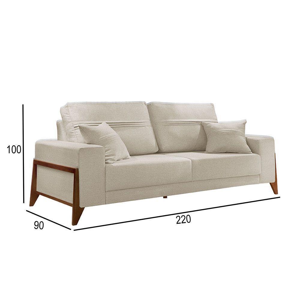 Sofá 3 Lugares Living Linho M-130 Martins Creme - 3