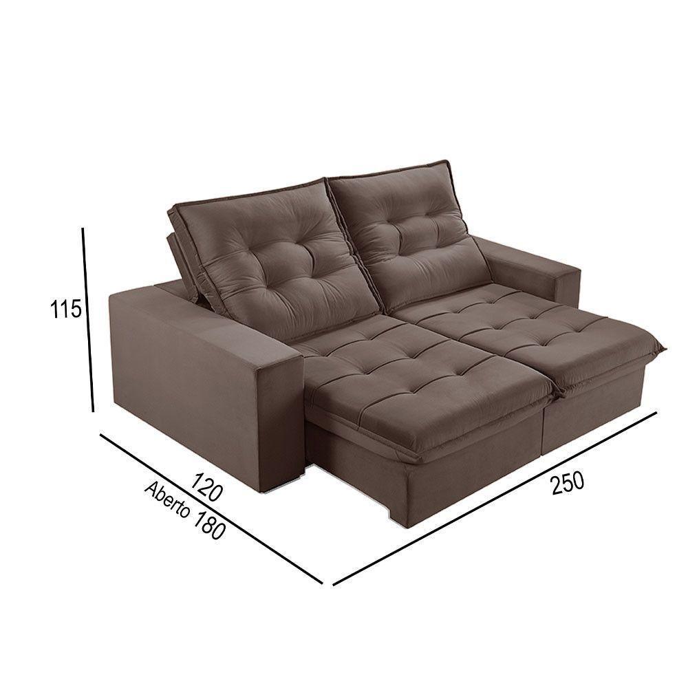 Sofá 4 Lugares Retrátil E Reclinável Martins M-166 Veludo Marrom - 2