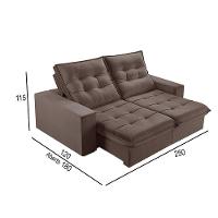 Sofá 4 Lugares Retrátil E Reclinável Martins M-166 Veludo Marrom - 2