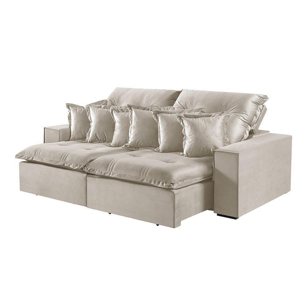 Sofá 2 Lugares Retrátil E Reclinável M-144 Veludo Martins Creme - 1