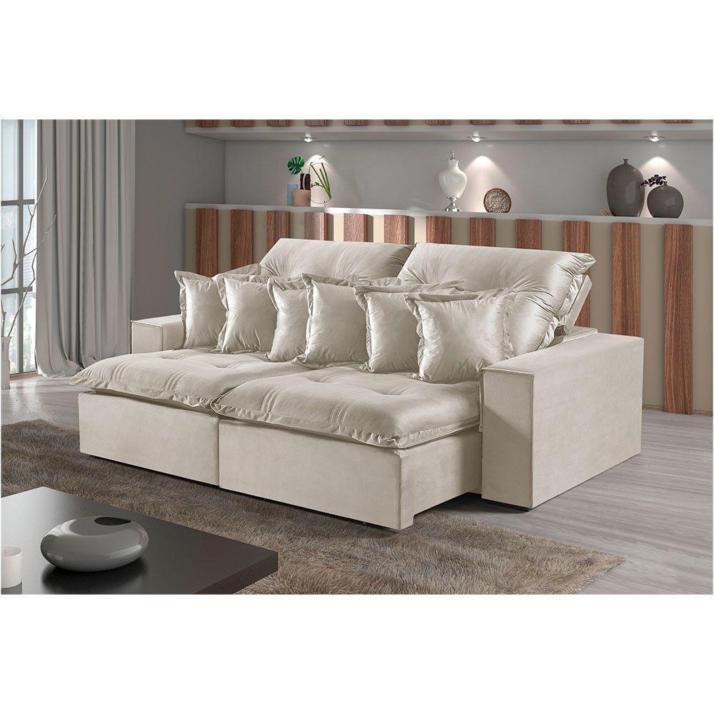 Sofá 2 Lugares Retrátil E Reclinável M-144 Veludo Martins Creme - 2