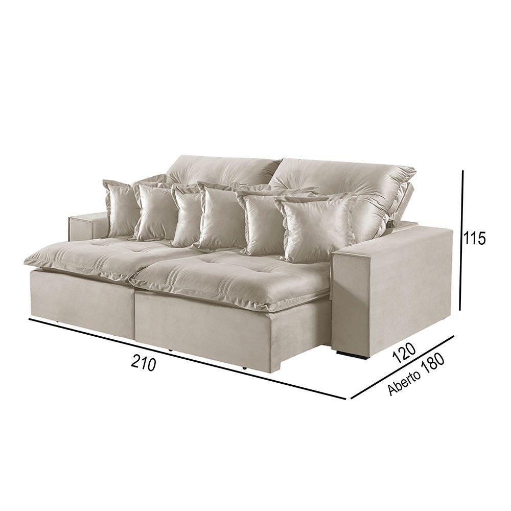 Sofá 2 Lugares Retrátil E Reclinável M-144 Veludo Martins Creme - 3