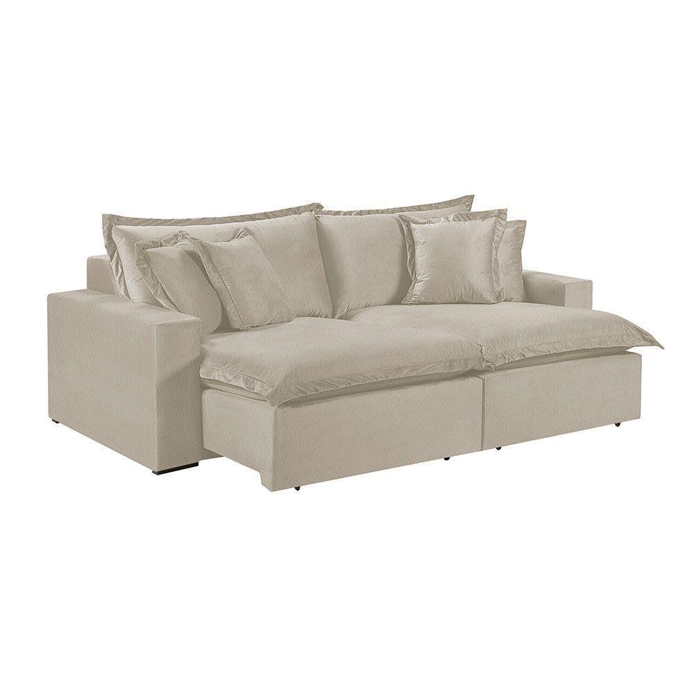 Sofá 3 Lugares Retrátil Com Encosto Fixo Linho M-145 Martins Creme - 1