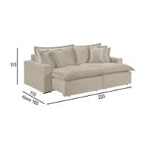 Sofá 3 Lugares Retrátil Com Encosto Fixo Linho M-145 Martins Creme - 2