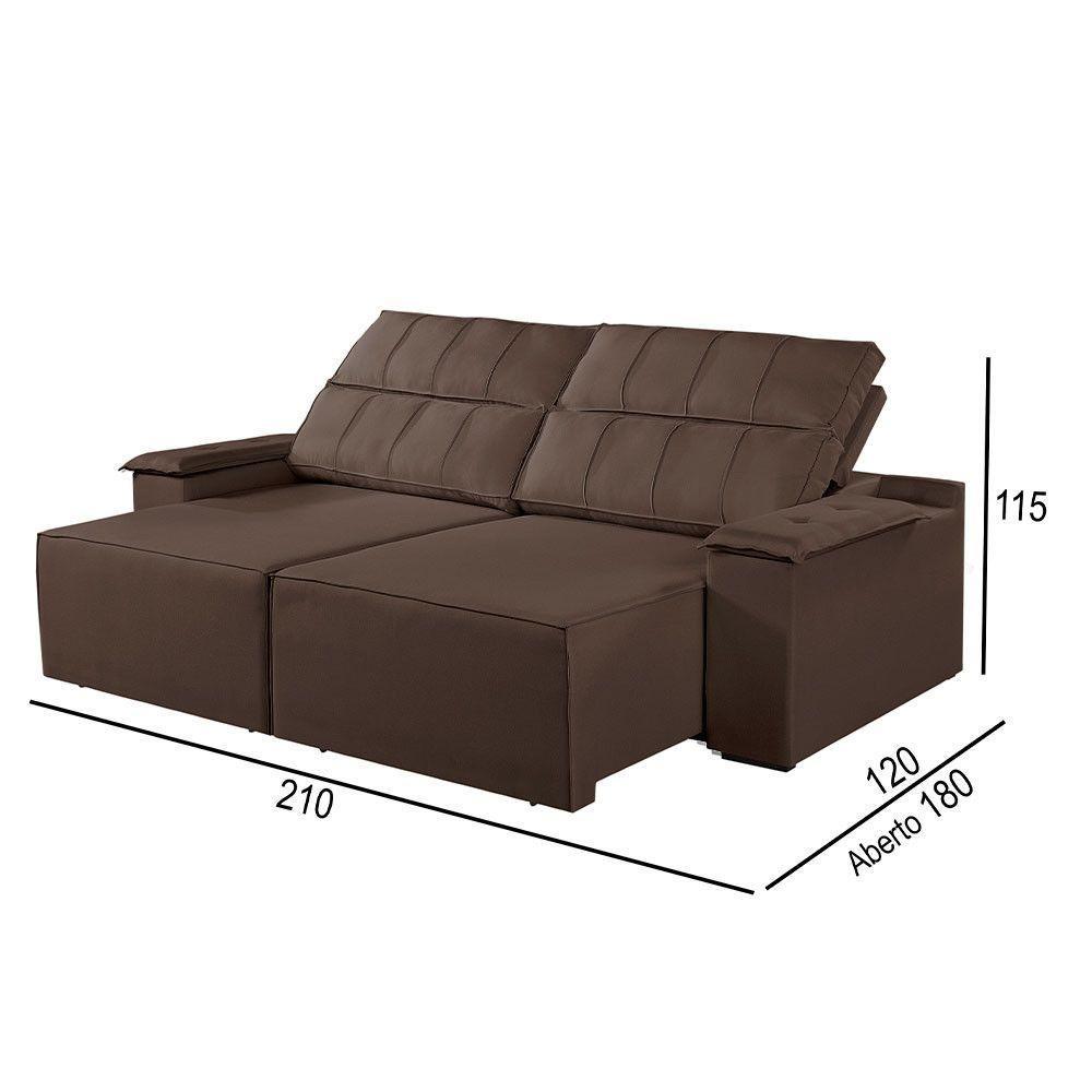 Sofá 2 Lugares Retrátil E Reclinável Martins M-182 Veludo Marrom - 3