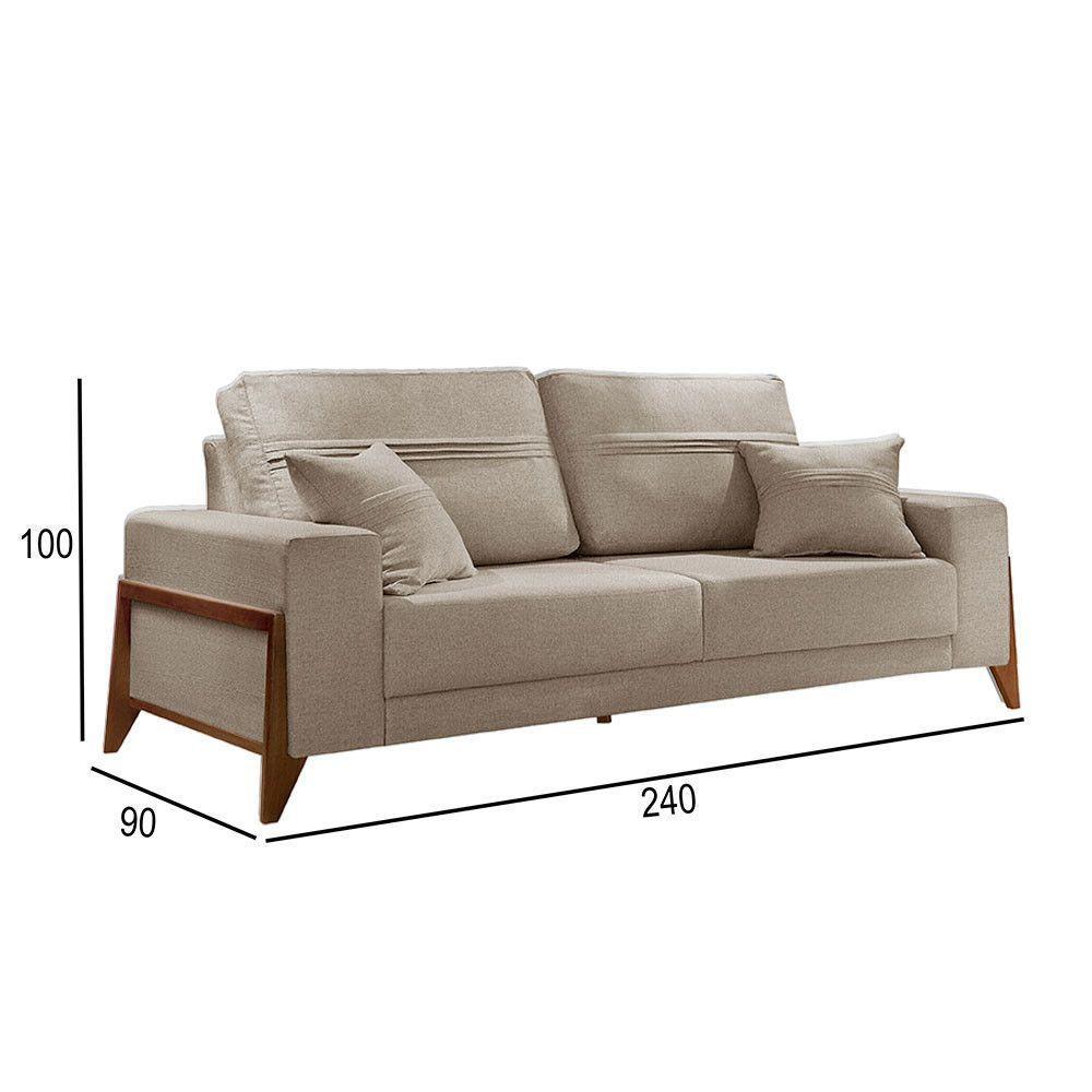 Sofá 4 Lugares Living Linho M-130 Martins Bege - 3