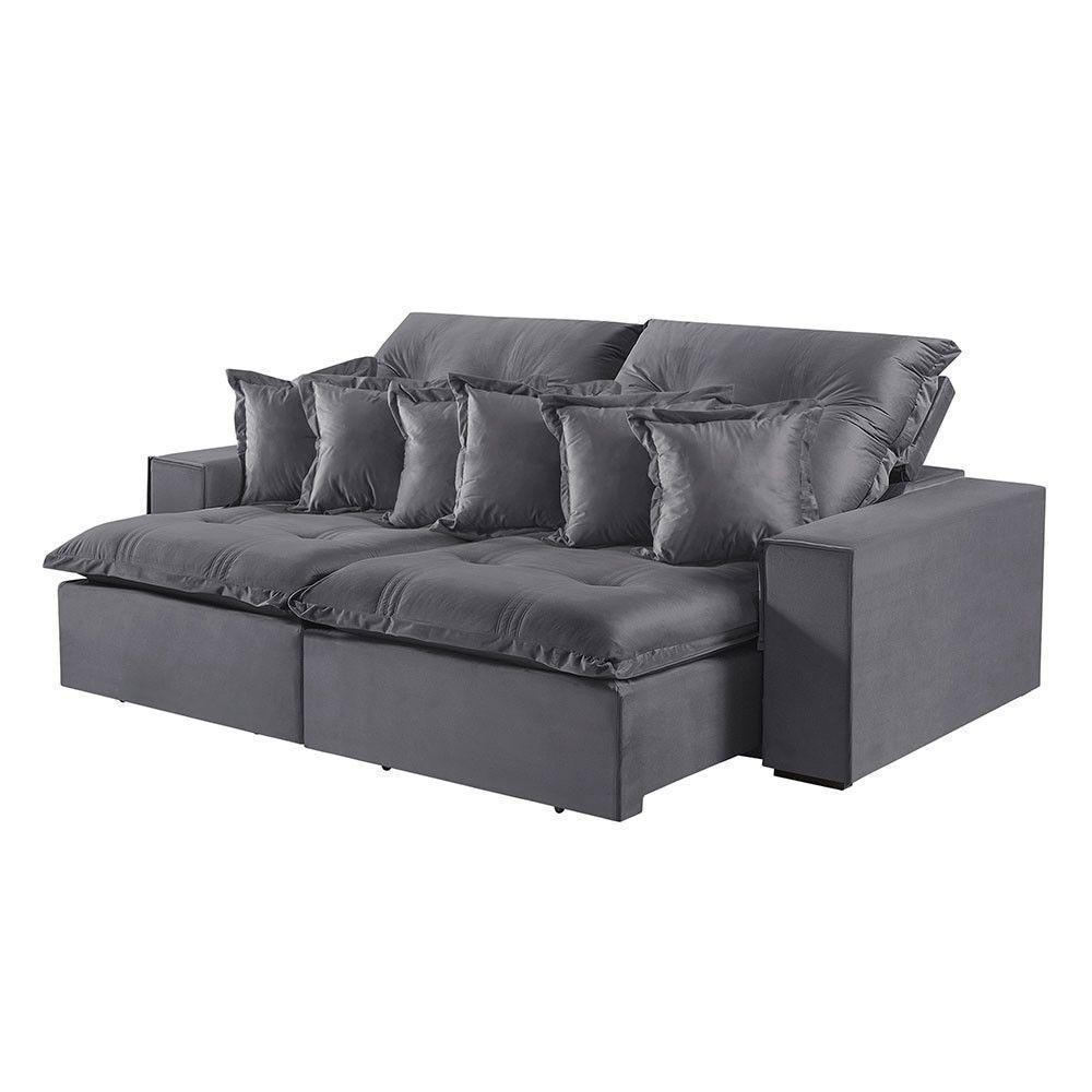 Sofá 5 Lugares Retrátil E Reclinável M-144 Veludo Martins Grafite - 1