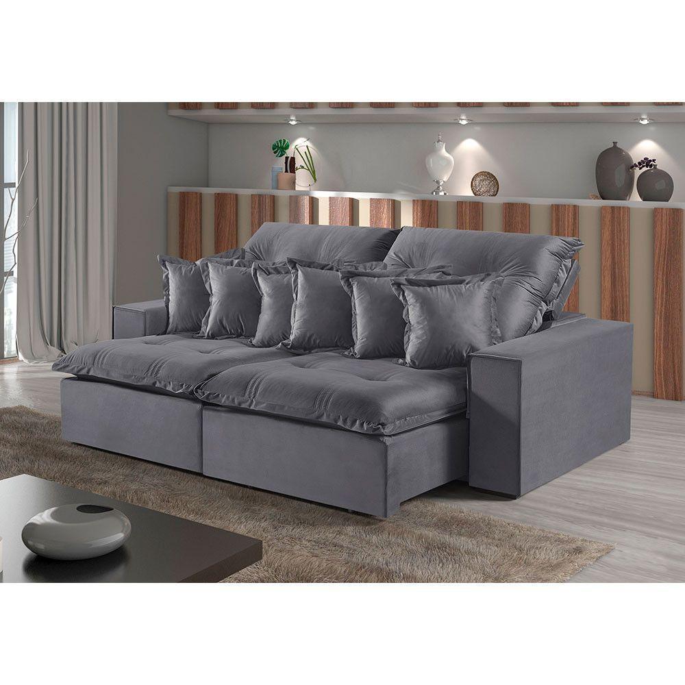 Sofá 5 Lugares Retrátil E Reclinável M-144 Veludo Martins Grafite - 2