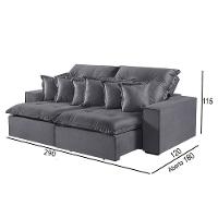 Sofá 5 Lugares Retrátil E Reclinável M-144 Veludo Martins Grafite - 3