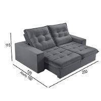 Sofá 4 Lugares Retrátil E Reclinável Martins M-166 Veludo Grafite - 3