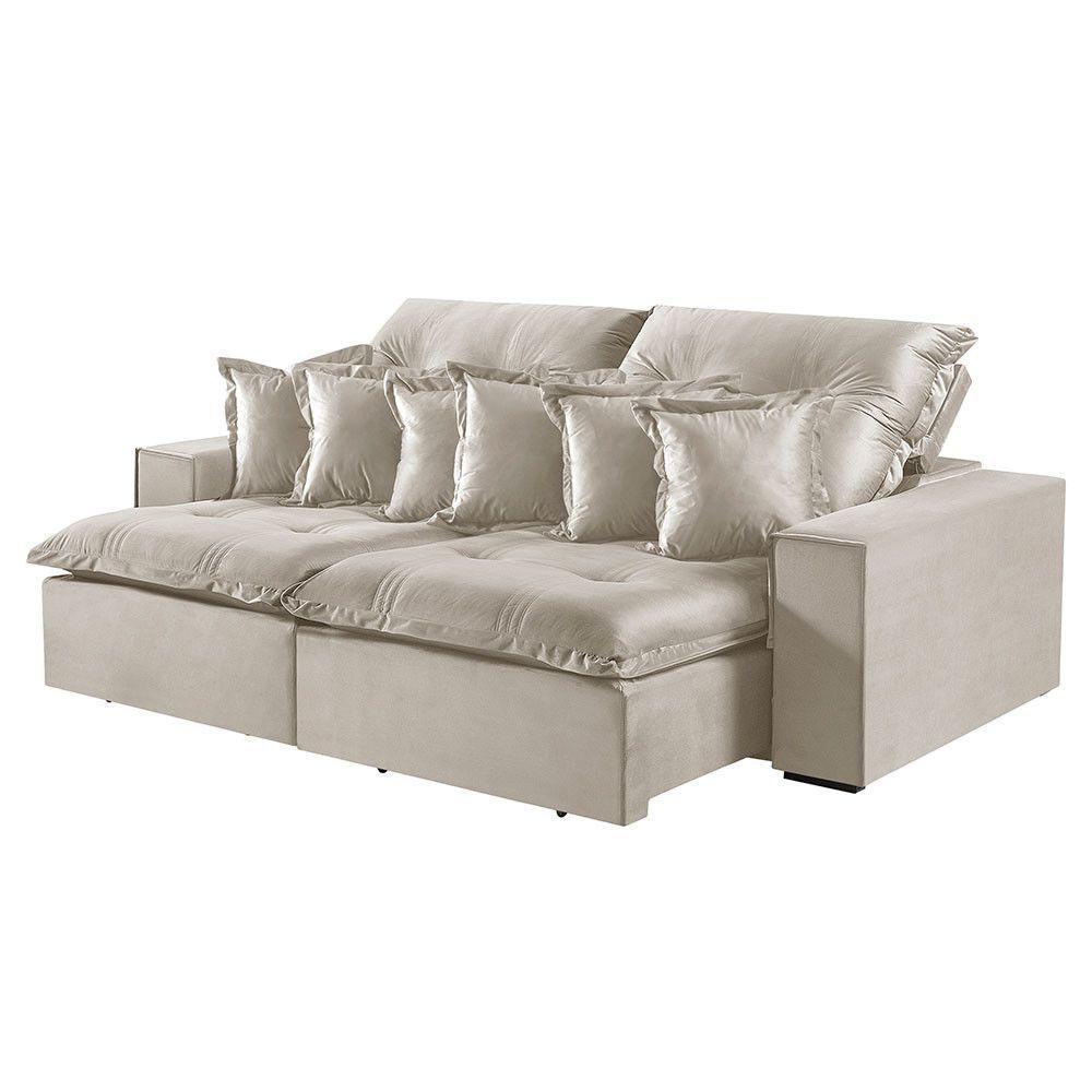 Sofá 5 Lugares Retrátil E Reclinável M-144 Veludo Martins Creme - 1