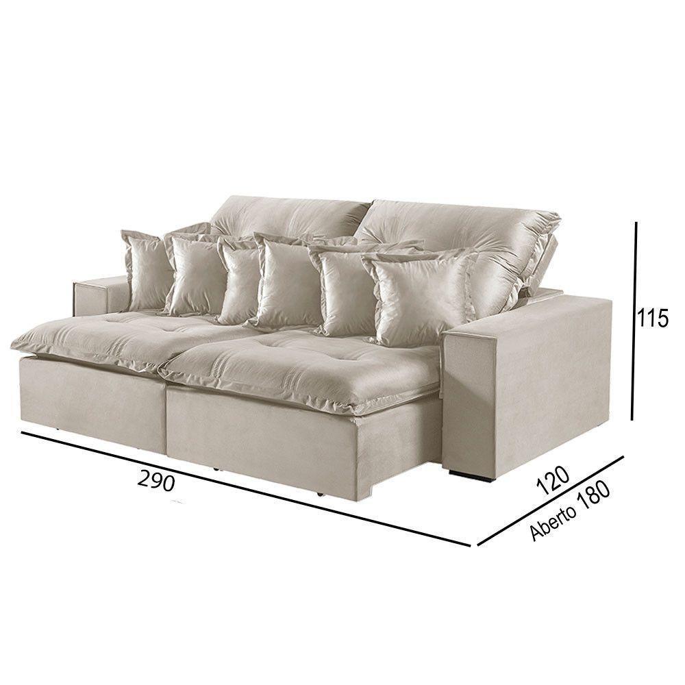 Sofá 5 Lugares Retrátil E Reclinável M-144 Veludo Martins Creme - 2