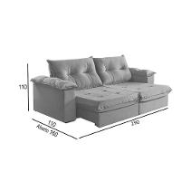 Sofá 5 Lugares Retrátil E Reclinável Martins M-164 Veludo Cinza - 3