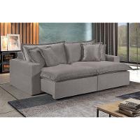 Sofá 3 Lugares Retrátil Com Encosto Fixo Linho M-145 Martins Cinza - 2