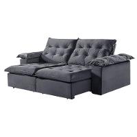 Sofá 2 Lugares Retrátil E Reclinável Martins M-147 Veludo Grafite - 1