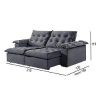 Sofá 2 Lugares Retrátil E Reclinável Martins M-147 Veludo Grafite - 3