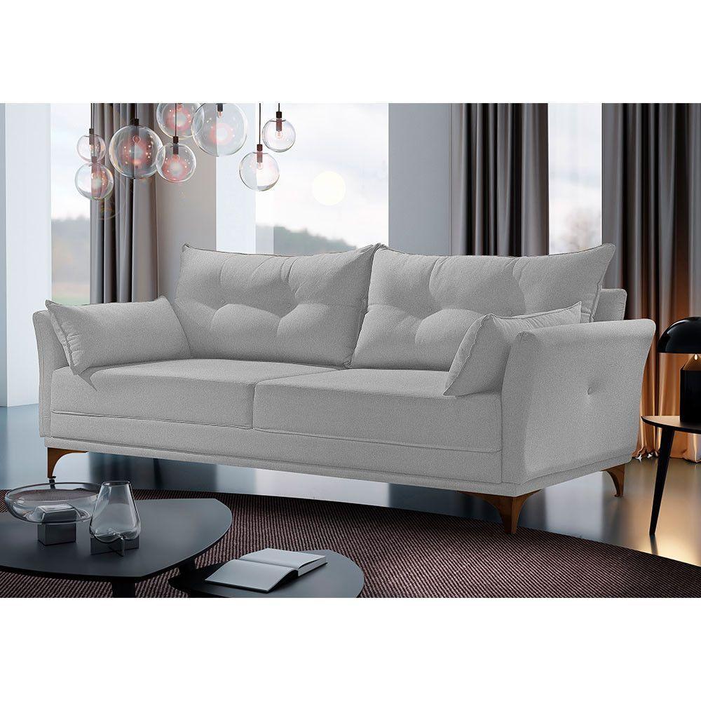 Sofá 3 Lugares Living M-97 Veludo Martins Cinza - 2