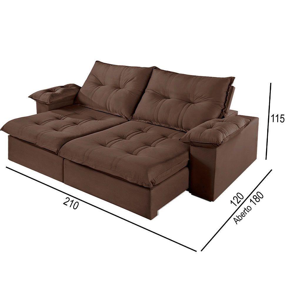 Sofá 2 Lugares Retrátil E Reclinável Martins M-183 Veludo Marrom - 2