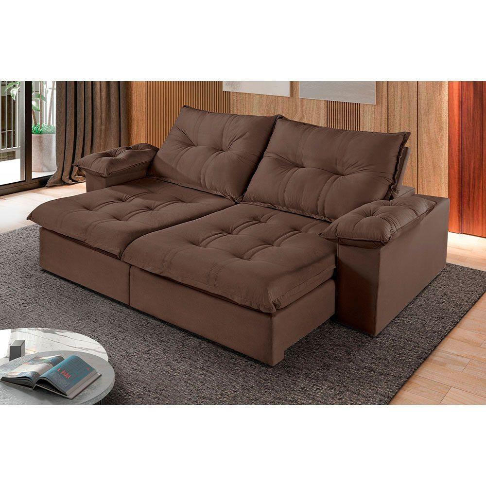 Sofá 2 Lugares Retrátil E Reclinável Martins M-183 Veludo Marrom - 3