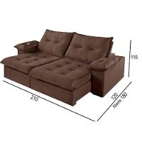 Sofá 2 Lugares Retrátil E Reclinável Martins M-183 Veludo Marrom - 2