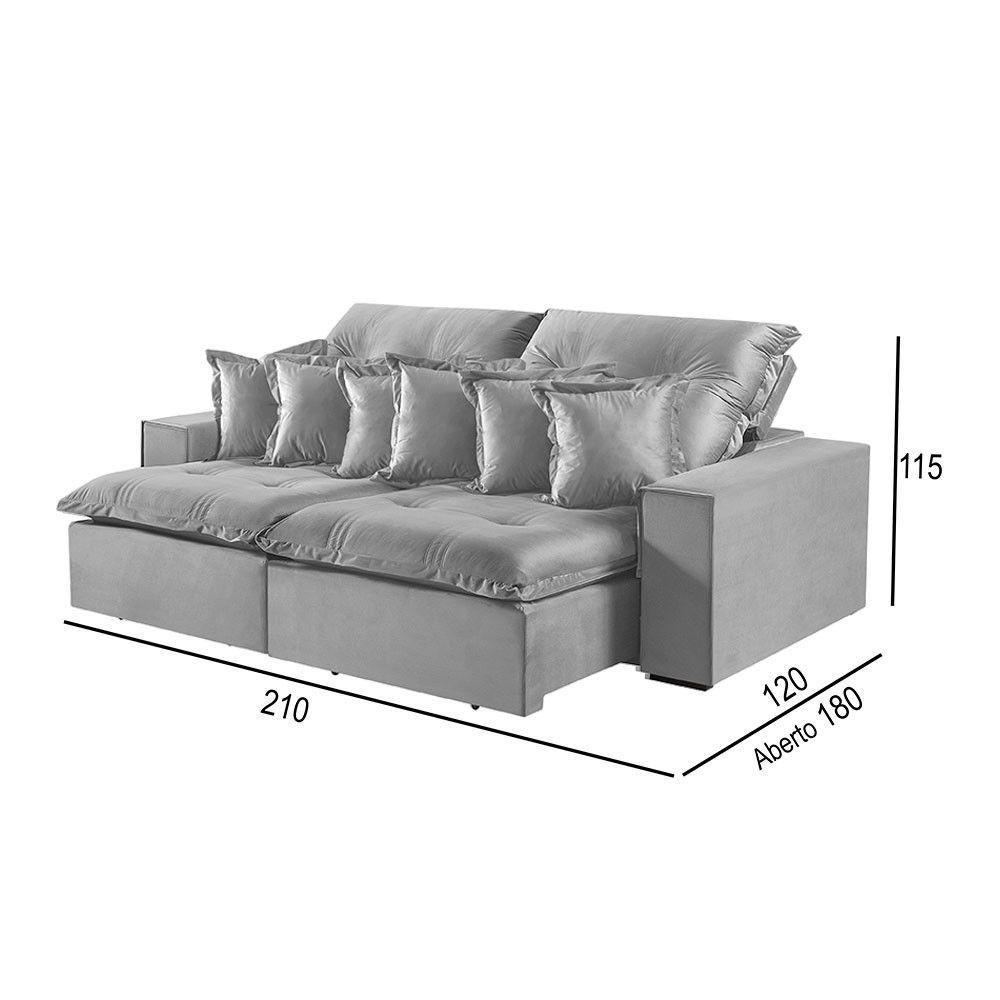 Sofá 2 Lugares Retrátil E Reclinável M-144 Veludo Martins Cinza - 3