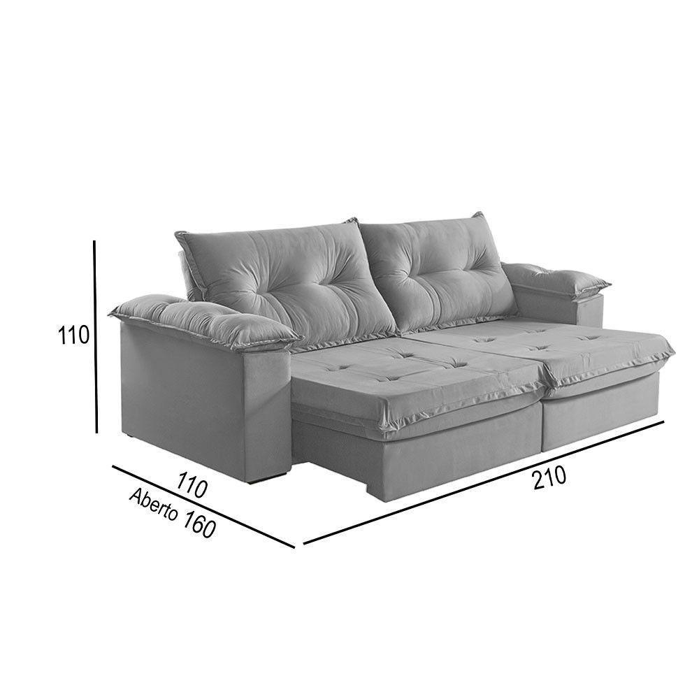 Sofá 2 Lugares Retrátil E Reclinável Martins M-164 Veludo Cinza - 2