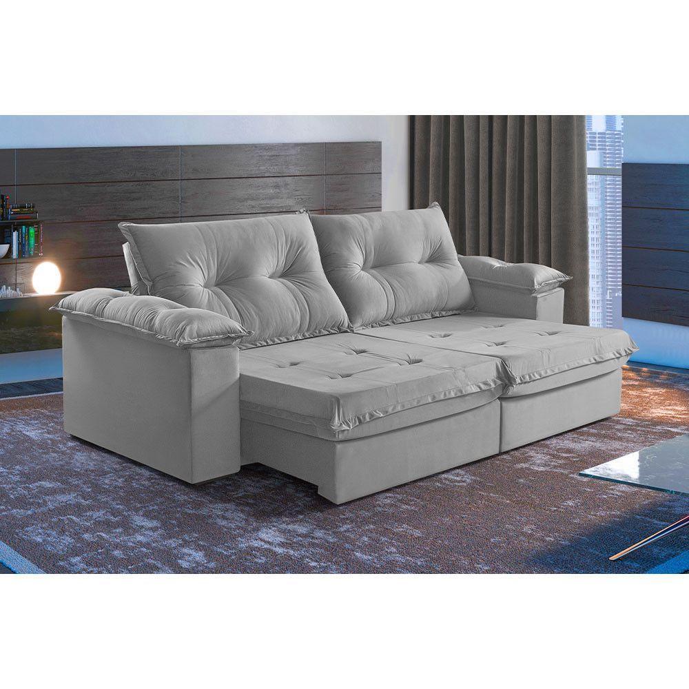 Sofá 2 Lugares Retrátil E Reclinável Martins M-164 Veludo Cinza - 3