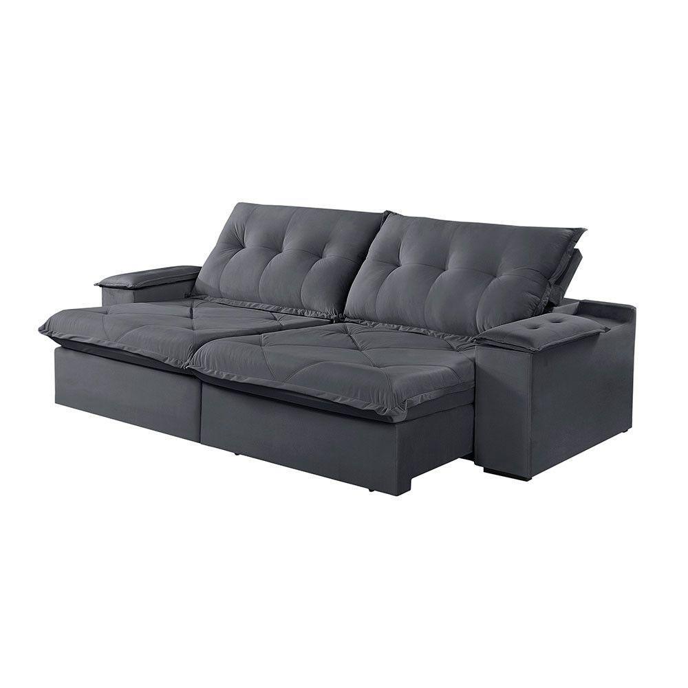 Sofá 5 Lugares Retrátil E Reclinável Martins M-163 Veludo Grafite - 1