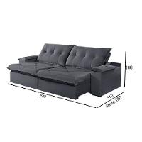 Sofá 5 Lugares Retrátil E Reclinável Martins M-163 Veludo Grafite - 3