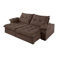 Sofá 4 Lugares Retrátil E Reclinável Martins M-183 Veludo Marrom - 1