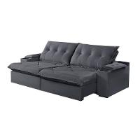 Sofá 2 Lugares Retrátil Martins M-163 Com Acessórios Veludo Grafite - 1