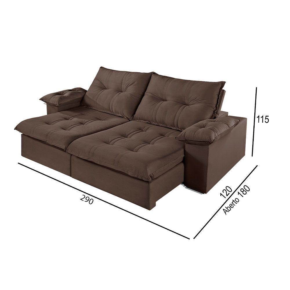 Sofá 5 Lugares Retrátil E Reclinável Martins M-183 Veludo Marrom - 3