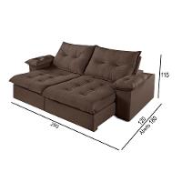 Sofá 5 Lugares Retrátil E Reclinável Martins M-183 Veludo Marrom - 3