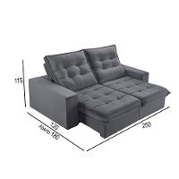 Sofá 4 Lugares Retrátil E Reclinável Martins M-165 Veludo Grafite - 3