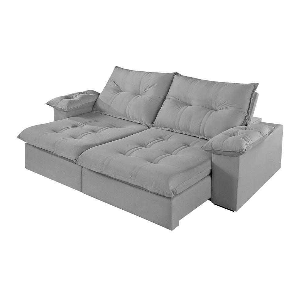 Sofá 2 Lugares Retrátil E Reclinável Martins M-183 Veludo Cinza - 1