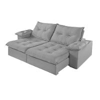 Sofá 2 Lugares Retrátil E Reclinável Martins M-183 Veludo Cinza - 1