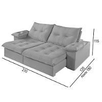 Sofá 2 Lugares Retrátil E Reclinável Martins M-183 Veludo Cinza - 3