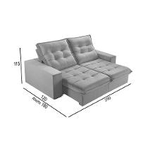Sofá 5 Lugares Retrátil E Reclinável Martins M-166 Veludo Cinza - 3
