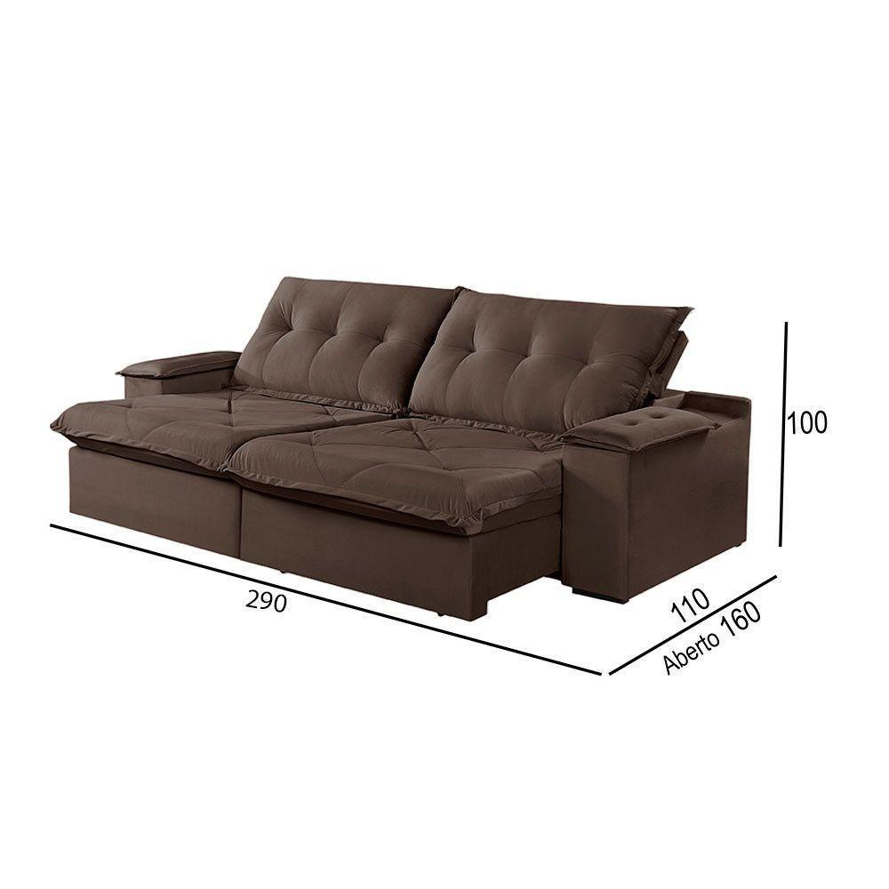 Sofá 5 Lugares Retrátil E Reclinável Martins M-163 Veludo Marrom - 3
