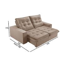 Sofá 5 Lugares Retrátil E Reclinável Martins M-165 Veludo Bege - 2