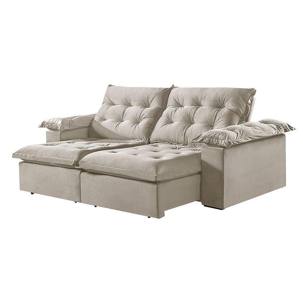 Sofá 2 Lugares Retrátil E Reclinável Martins M-147 Veludo Creme - 1