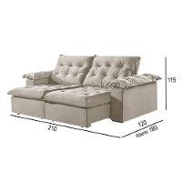 Sofá 2 Lugares Retrátil E Reclinável Martins M-147 Veludo Creme - 3