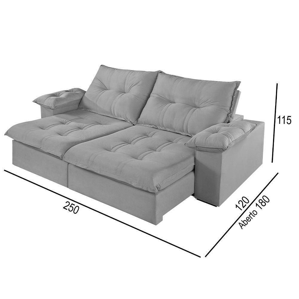 Sofá 4 Lugares Retrátil E Reclinável Martins M-183 Veludo Cinza - 3
