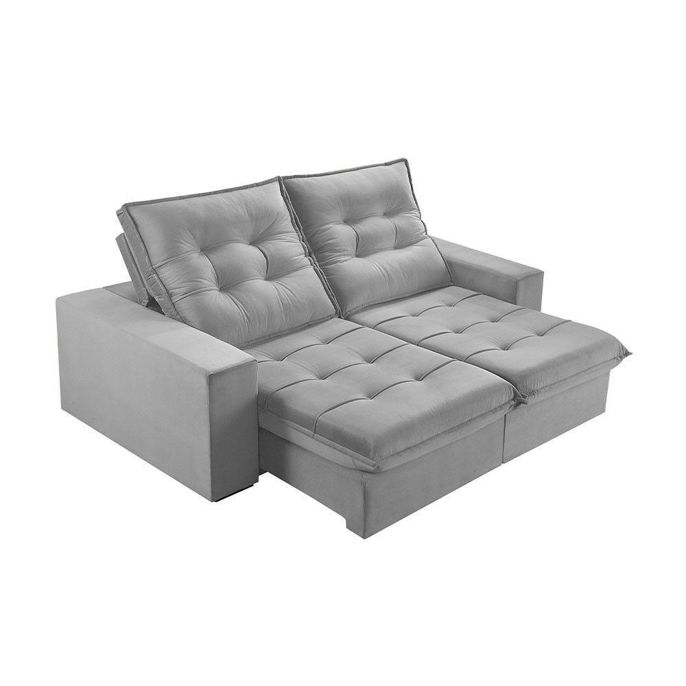 Sofá 5 Lugares Retrátil E Reclinável Martins M-165 Veludo Cinza - 1