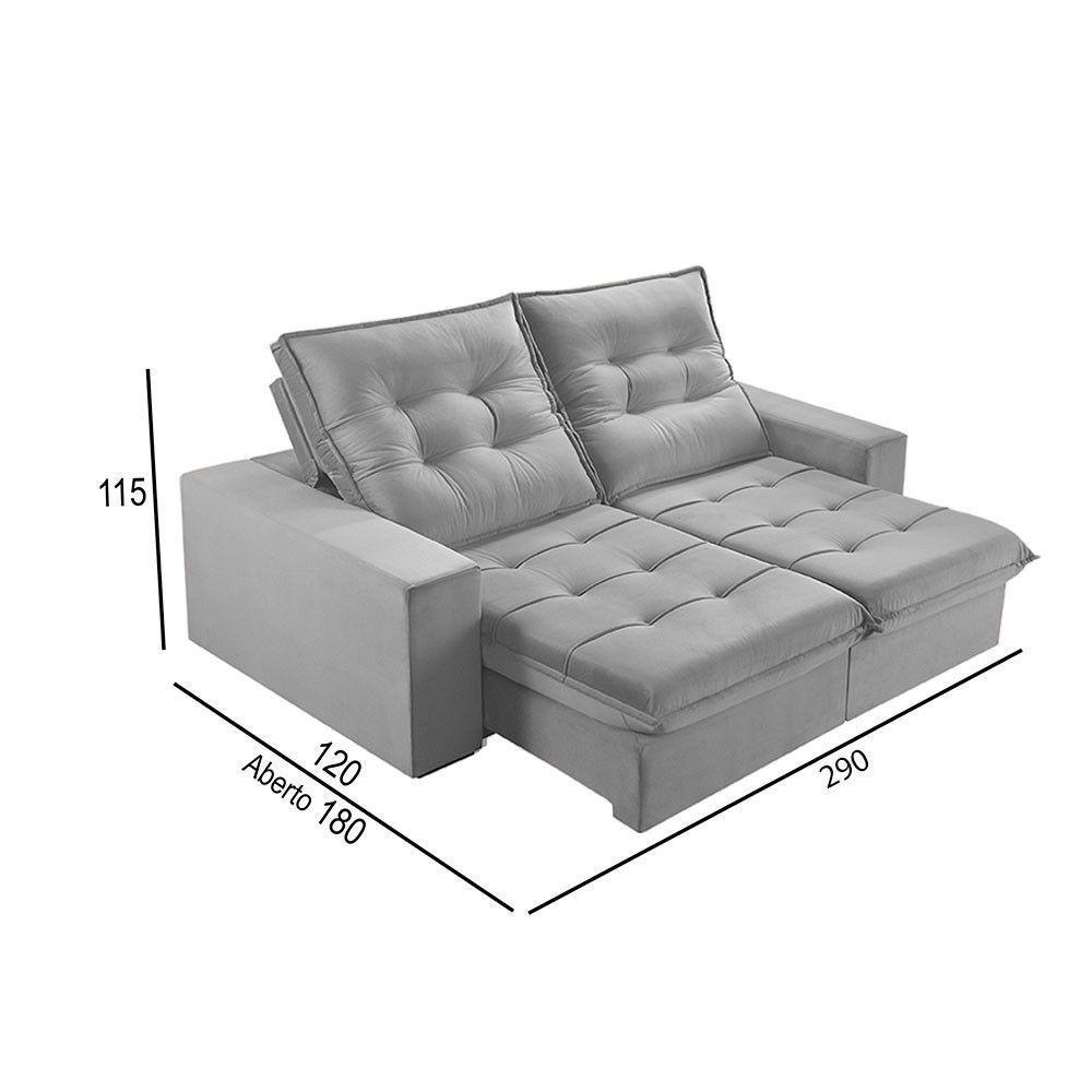 Sofá 5 Lugares Retrátil E Reclinável Martins M-165 Veludo Cinza - 3