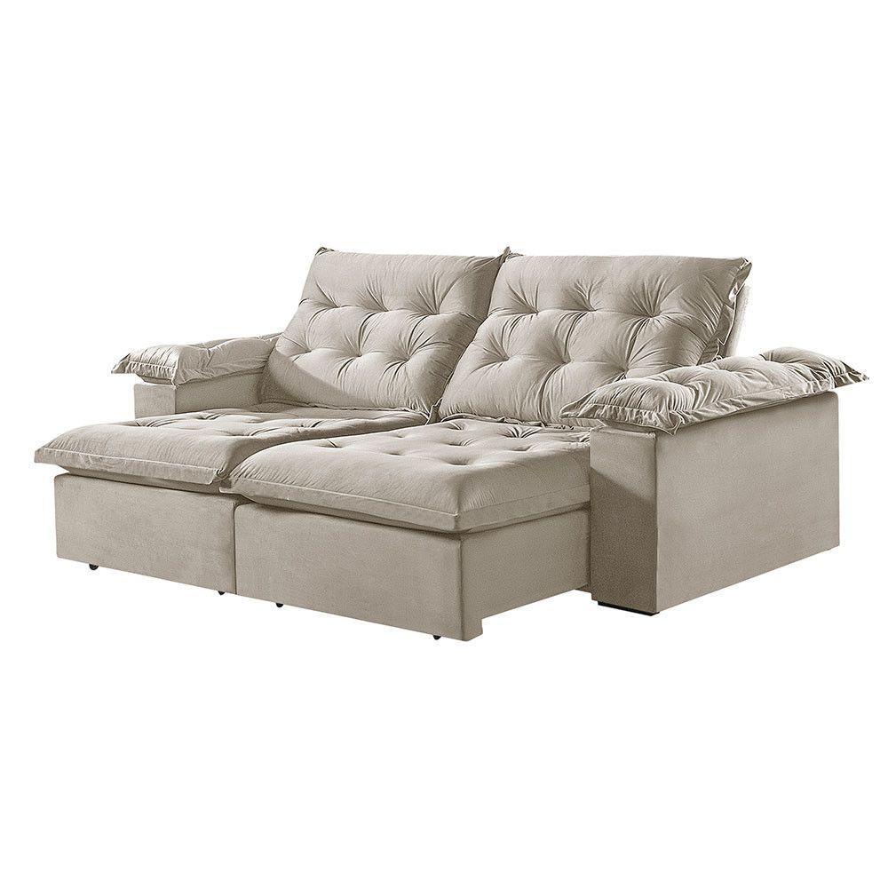 Sofá 3 Lugares Retrátil E Reclinável Martins M-147 Veludo Creme - 1