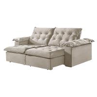 Sofá 3 Lugares Retrátil E Reclinável Martins M-147 Veludo Creme - 1