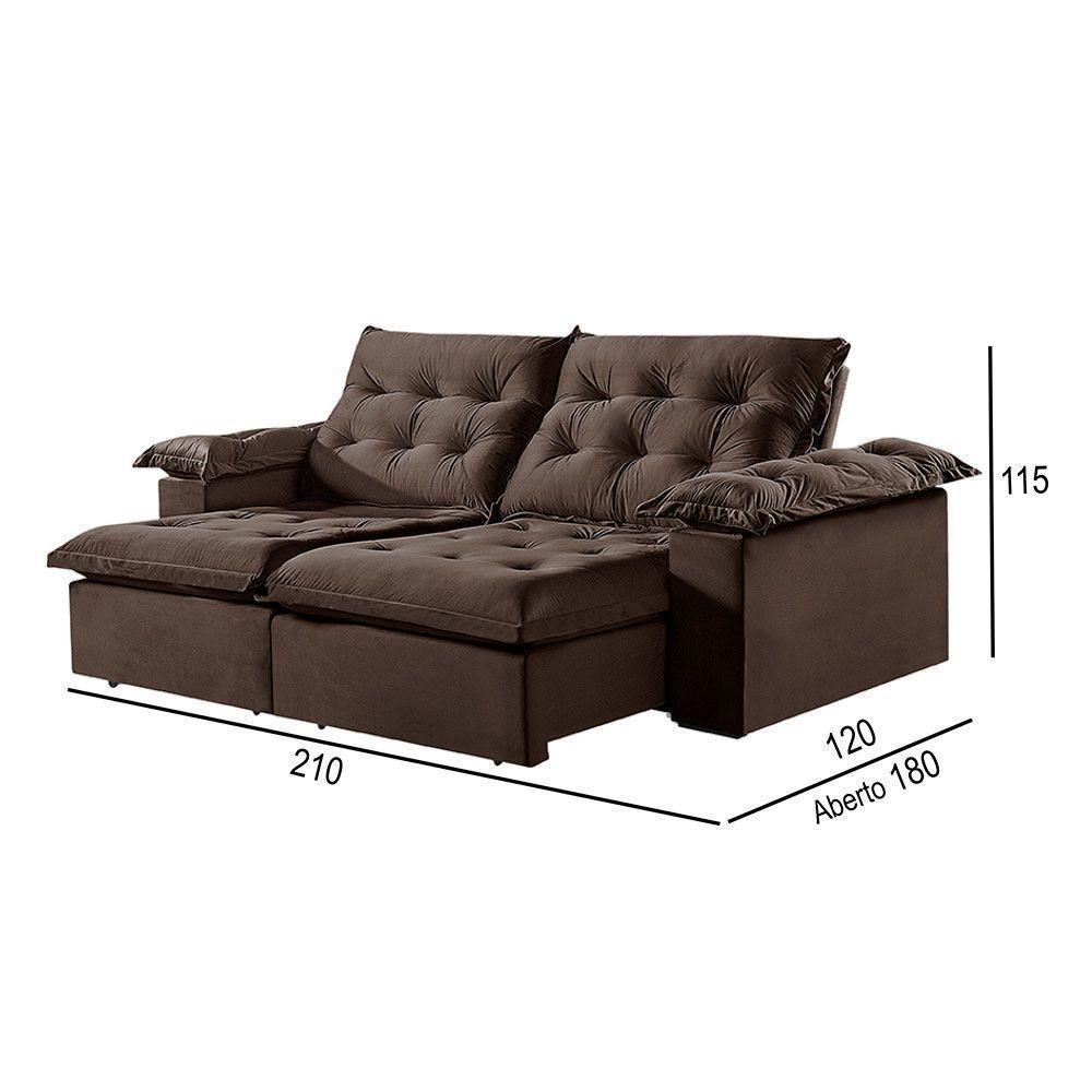 Sofá 2 Lugares Retrátil E Reclinável Martins M-147 Veludo Marrom - 2