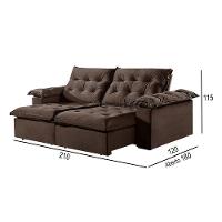 Sofá 2 Lugares Retrátil E Reclinável Martins M-147 Veludo Marrom - 2